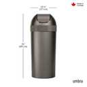 Umbra Venti Trash Can, Swing Top Lid Kitchen Garbage Can, 16 Gallon, Pewter