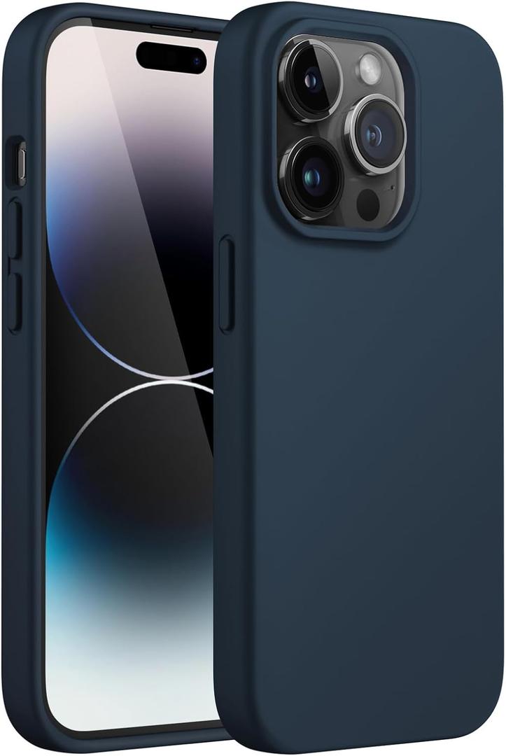 JETech Silicone Case for iPhone 14 Pro 6.1-Inch, Silky-Soft Touch Full-Body Protective Phone Case, Shockproof Cover with Microfiber Lining (Navy)