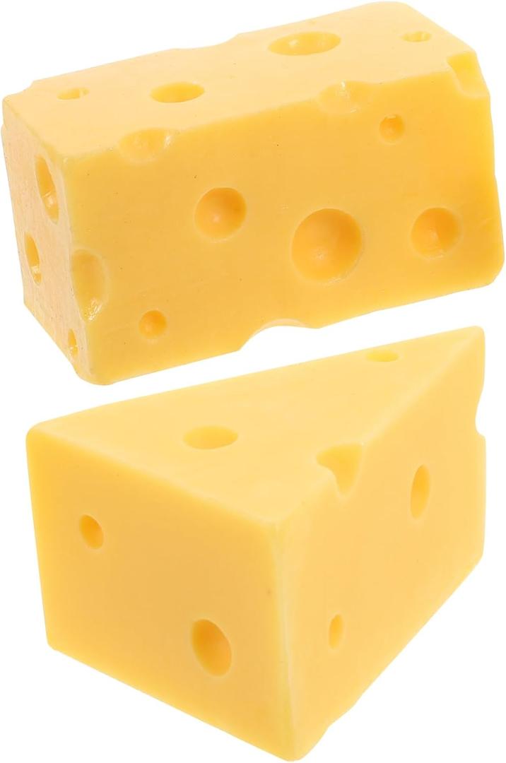 LUOZZY 2 Pcs Resin Cheese Mousse Cake Fake Cheese Model for Food Display Photo Props for Halloween Kitchen Decorations