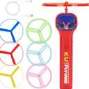 Rechargeable Disc Launcher with 6 Flying Spinners for Outdoor Activities Game White Elephant Gift Fidget Toys (Red)