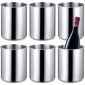 Domensi 6 Pcs Wine Chiller Bucket 750 ML Champagne Bucket Stainless Steel Wine Chillers for Bottles Keeps Cold for Hours Cooler Insulated Champagne Beer Ice Bucket