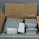 Teivio 32-piece Plastic Wheat Straw Square Dinnerware Set for 8, Unbreakable Dinner Plates, Salad Plates, Snack Bowls, Tumblers, Dishwasher Safe, Light Gray