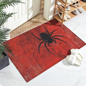 Red Spider Web Bath Mat for Bathroom,Washable Door Mat Absorbent Bath Rug Non-Slip Floor Rug Carpets,for Kitchen Bedroom Indoor