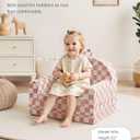 Blissful Diary Foldable Toddler Couch, 2-in-1 Comfy Toddler Chair & Lounger for Reading, Playroom, Kids Couch Sofa for Girls Boys Birthday Gift, Blush Checkered