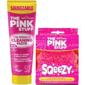 The Pink Stuff Squeezable Cleaning Paste 300g with SQeeZY Scrubber Sponge | Powerful Multi Purpose Surface Cleaner for Kitchen, Bathroom, Cookware, Tiles, Showers, and More