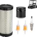 Air Filter 28463G01 Golf Cart Tune Up Kit for EZGO TXT RXV 2008 and up Gasoline Vehicles, for Kawasaki 4 Cycle Engines Parts, Oil Filter 607454 with 2Pcs Fuel Filter 72084G01 and Spark Plugs 607462