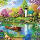 500 Piece Puzzles for Adults,Large Piece Lake Landscape Puzzle for Adults Seniors,Unique Funny Dog Art Jigsaw Puzzle,Challenging Family Activity Game Gifts for Family, Friends, Men, Women,20.5*15 In