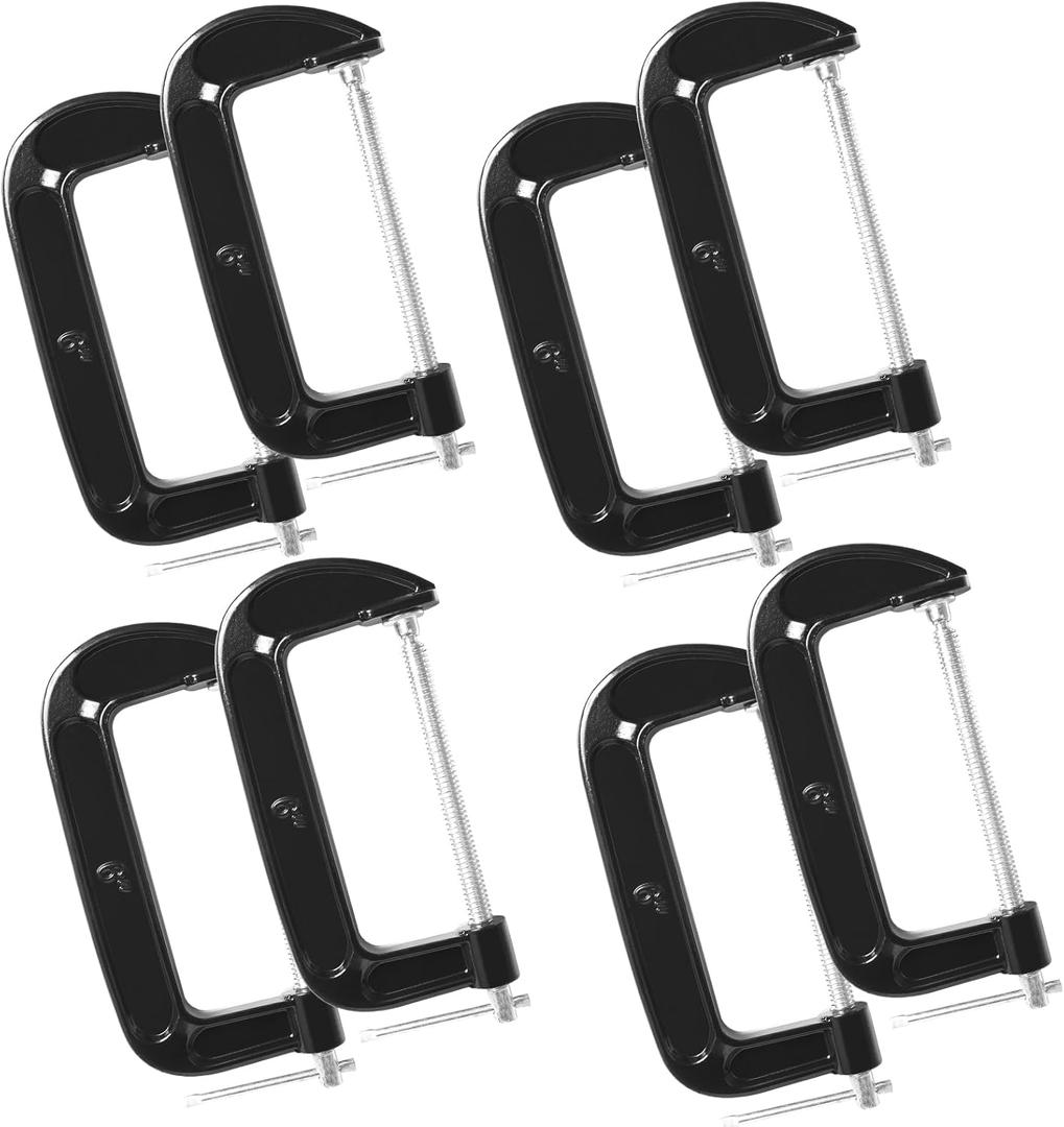 Storystore 6 Inch C Clamps Set, 8 Pack Heavy Duty Steel C Clamp for Brake Caliper, Small Iron C-Clamps for Woodworking, Welding and Building (6 Inch - 8 Pack)