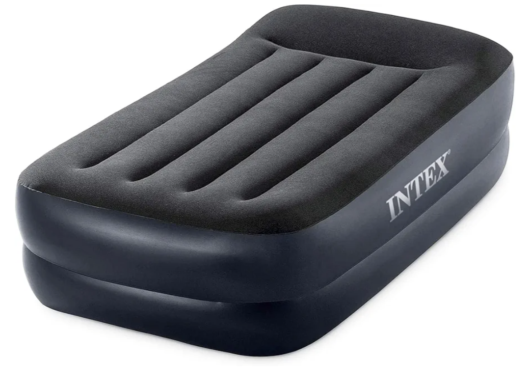 Intex Raised Airbed Mattress with Built-in Pump, Dura-Beam Plus Pillow, Twin - Portable Inflatable Luxury Blow-Up Bed for Adults, Camping, Guests