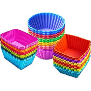 36 Pack Silicone Cupcake Liners Muffin Baking Cups Liners Reusable Non-Stick Cake Molds Sets Lunch Bento Box Dividers Accessories
