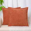 Pack of 2, Rust Fall Chenille Throw Pillow Covers 20x20 Inch Decorative Pillowcase Boho Farmhouse Cushion Covers Soft Couch Cushion Case for Couch Sofa Bedroom Living Room