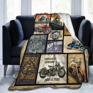 Motorcycle Blanket Gifts for Men and Women Throw Blanket for Couch Sofa Bed Plush Throw Fleece Blanket Soft Cozy Bedding for Kids and Adults Bedroom Size 80"x60"