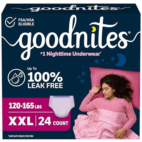 Goodnites Girls' Nighttime Underwear, Size XXL (120-165 lbs), 24 Ct (2 Packs of 12)
