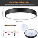 Matte Black Flush Mount Ceiling Light, 3000-5000K 13inch Modern Bedroom Lighting Fixtures Ceiling Mount, Dimmable Overhead Led Light Fixture for Hallway Bathroom Stairwell, ETL Listed