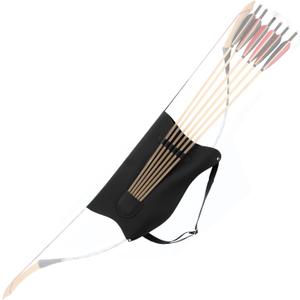 LWANO Archery Bow Carrier with Arrow Slots, Archery Bow and Arrow Holder for Recurve Horsebow Traditional Bow, Adjustable Shoulder Strap (Black)