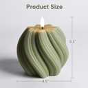 Sage Green Swirl Flameless Candles with Remote, Flickering LED Wax Candle Aesthetic Home Shelf Decor 1 Pack
