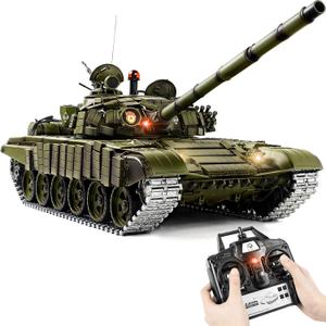 1/16 RC Tank, Heng Long Soviet Union T-72 model Army Toy with Smoke, Sound, Light, 2.4G Remote Control Tank That Shoot with Upgraded Metal Track, Idler and Sprocket Wheel, Steel Gearbox, Two Batteries, 1/16 Scale
