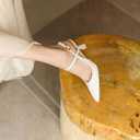 Womens Low Kitten Heel Closed Pointed Toe Slingback Pumps Heels Slip On Heeled Sandals Dress Shoes (Beige)