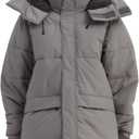 NOMADIKA Oversize Waterproof Ski Jacket Thick Snow Coats with Detachable Hood Winter Skiing Snowboard Jackets for Women Men, Size: Large, Dark Grey