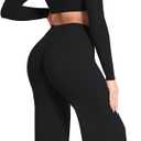 Sunzel Wide Leg Yoga Pants for Women, High Waisted Tummy Control, Soft Stretch, 32" Inseam (Black, M)