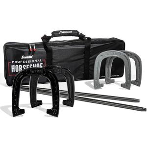 Franklin Sports Horseshoes Sets - Metal Horseshoe Game Sets for Adults + Kids - Official Weight Steel Horseshoes - Beach + Lawn Horseshoes Sets - Sets Include (4) Horseshoes and (2) Ground Stakes