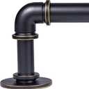 Antique Brass Curtain Rod for Windows 18 to 120 Inches,1 Inch Adjustable Drapery Pole,Heavy Duty Outdoor/Indoor Modern Curtain Rods,Easy Installation(Black Gold 18"-120")