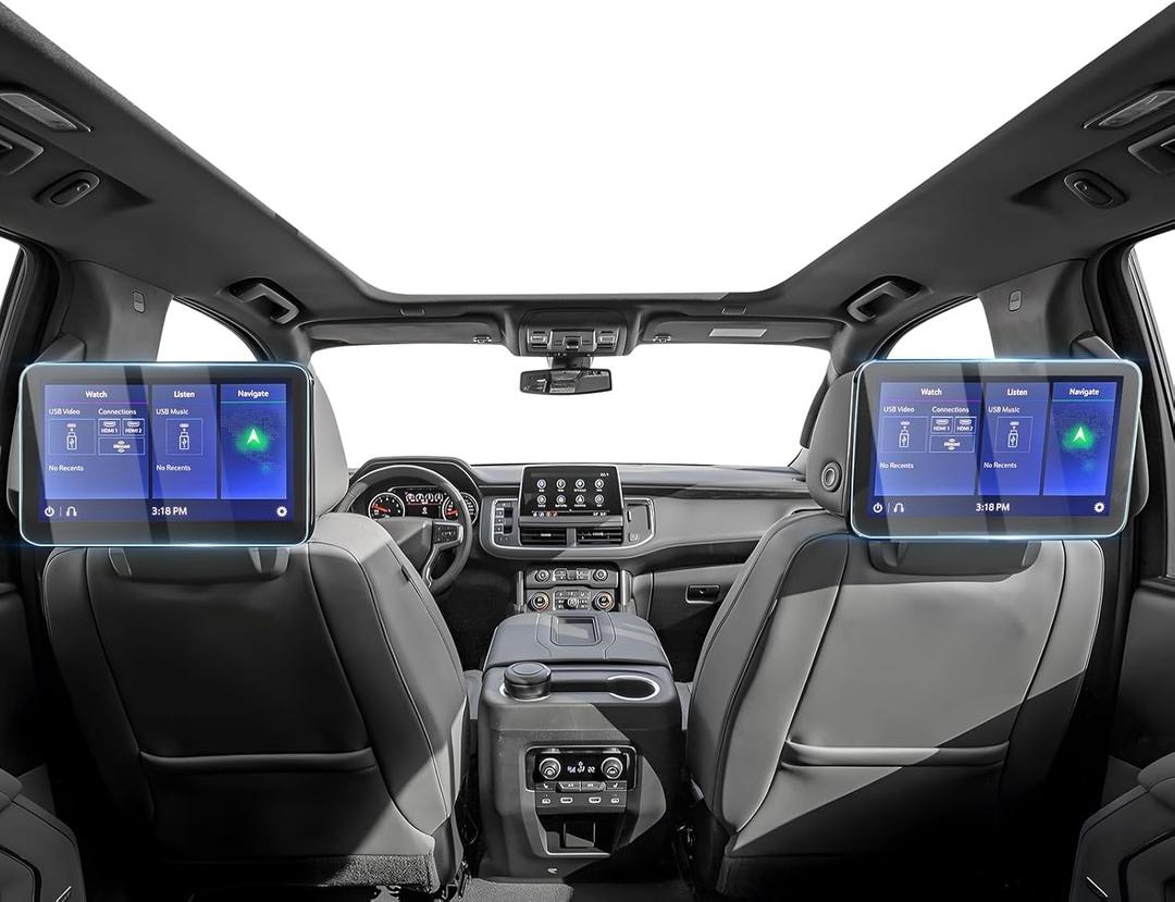 Karltys Upgrade 2 Pack 2021~2025 2026 GMC Yukon Denali/Chevy Tahoe/Suburban Screen Protector Accessories 12.6-Inch [No Glare & Fingerprint] for Rear Seat Media Display Protector Tempered Glass