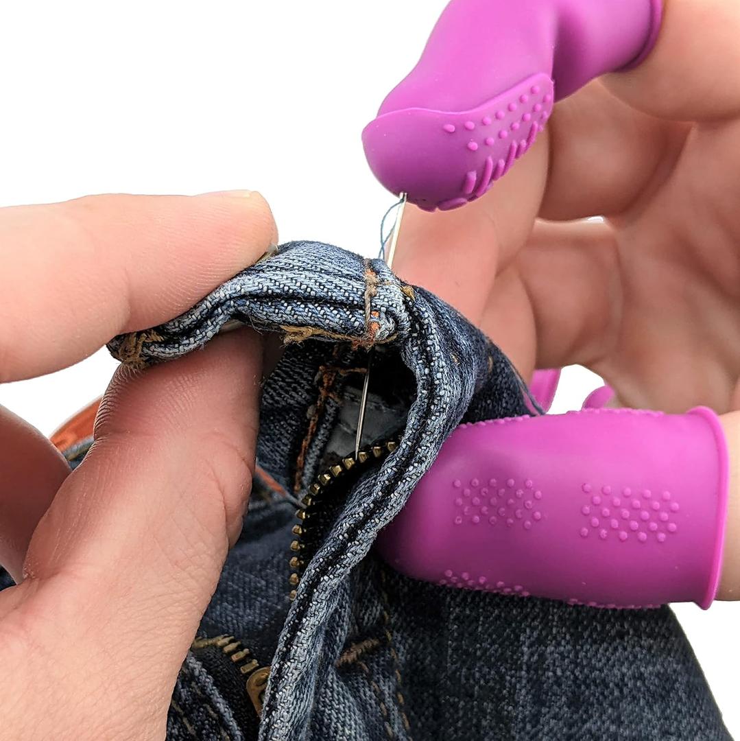 Finger Protectors | X-Thick Protection (3) - Medium Index | Standard Size Small (3) Medium (3) | Silicone Non-Stick Mat (1) for Hot Glue | Butterfly-Pins (Not Heat Resistant) for Sewing