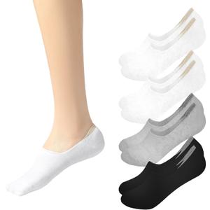 Sunm Boutique No Show Socks Womens Low Cut & Non Slip, Invisible Liner Casual & Formal Socks, Flat Boat Line 4 Pairs