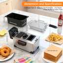 CATTLEMAN Immersion Deep Fryer with Basket, 1600W, 3L Small Deep Fryer with Timer Control, Fryer Pot for Home Use, Temperature Control, Lid with Viewing Window, Stainless Steel Electric Fryer
