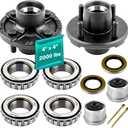 4 on 4 Trailer Hub Kit for 2000 lbs Axle, Fits 1" Trailer Axle, 4x4 Trailer Idler Hub Kit with Extra Cap & Rubber Plug,L44643 Bearing only fits 2000lbs