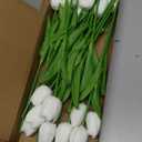 ONLY ART 20pcs White Artificial Tulip Flowers with Soft Latex Materials for Home & Kitchen Decoration New Year Spring