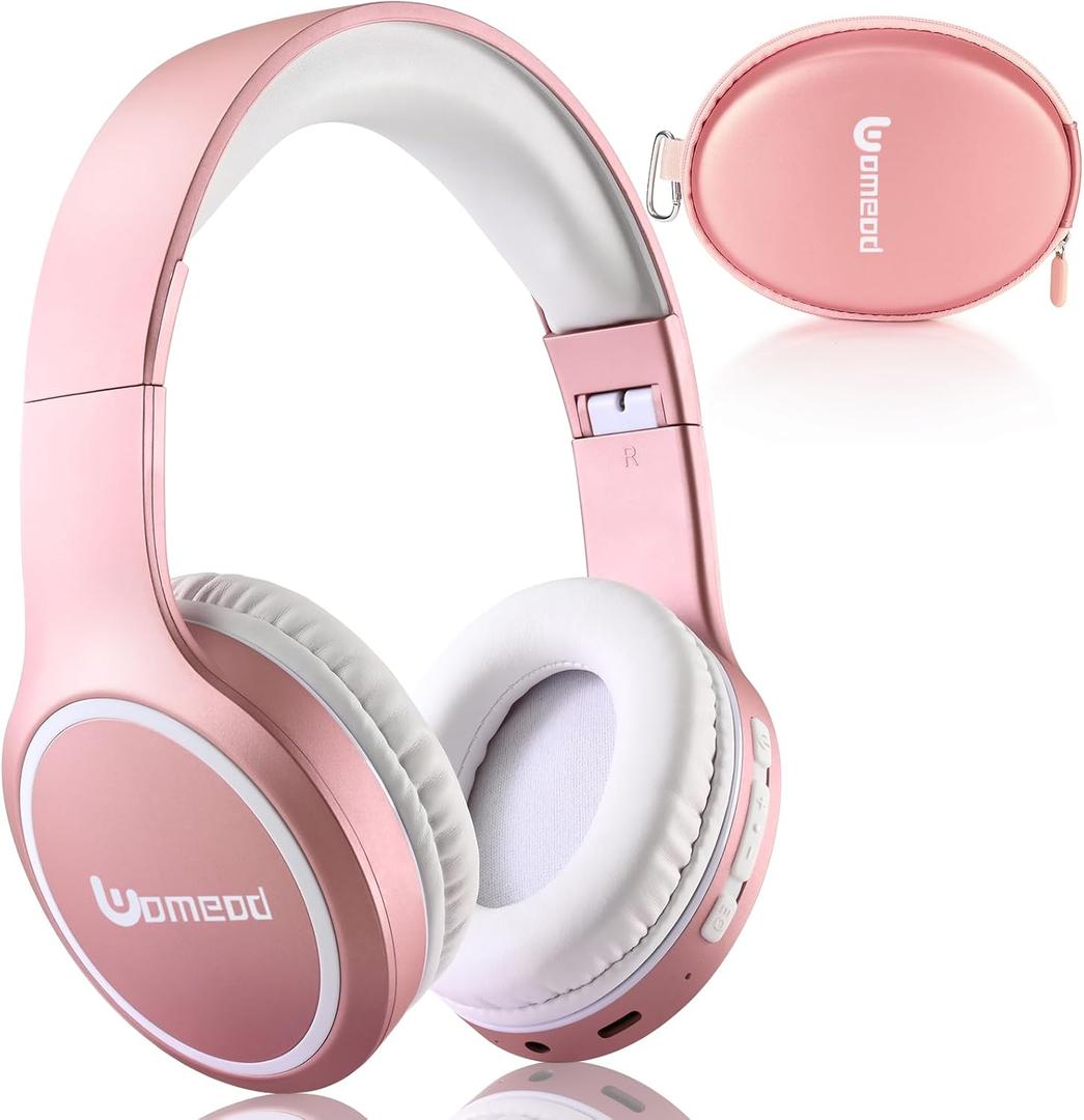 Bluetooth Headphones Over Ear, 70H Playtime and 3 EQ Music Modes Wireless Headphones with Microphone, HiFi Stereo Foldable Lightweight Headset, Deep Bass for Home Office Cellphone PC (Pink)