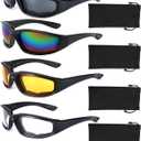 4 Pair Motorcycle Glasses UV Protection Riding Glasses Windproof And Dustproof Sunglass Goggles Motorcycle Goggles (Color/Gray/Yellow/Clear)