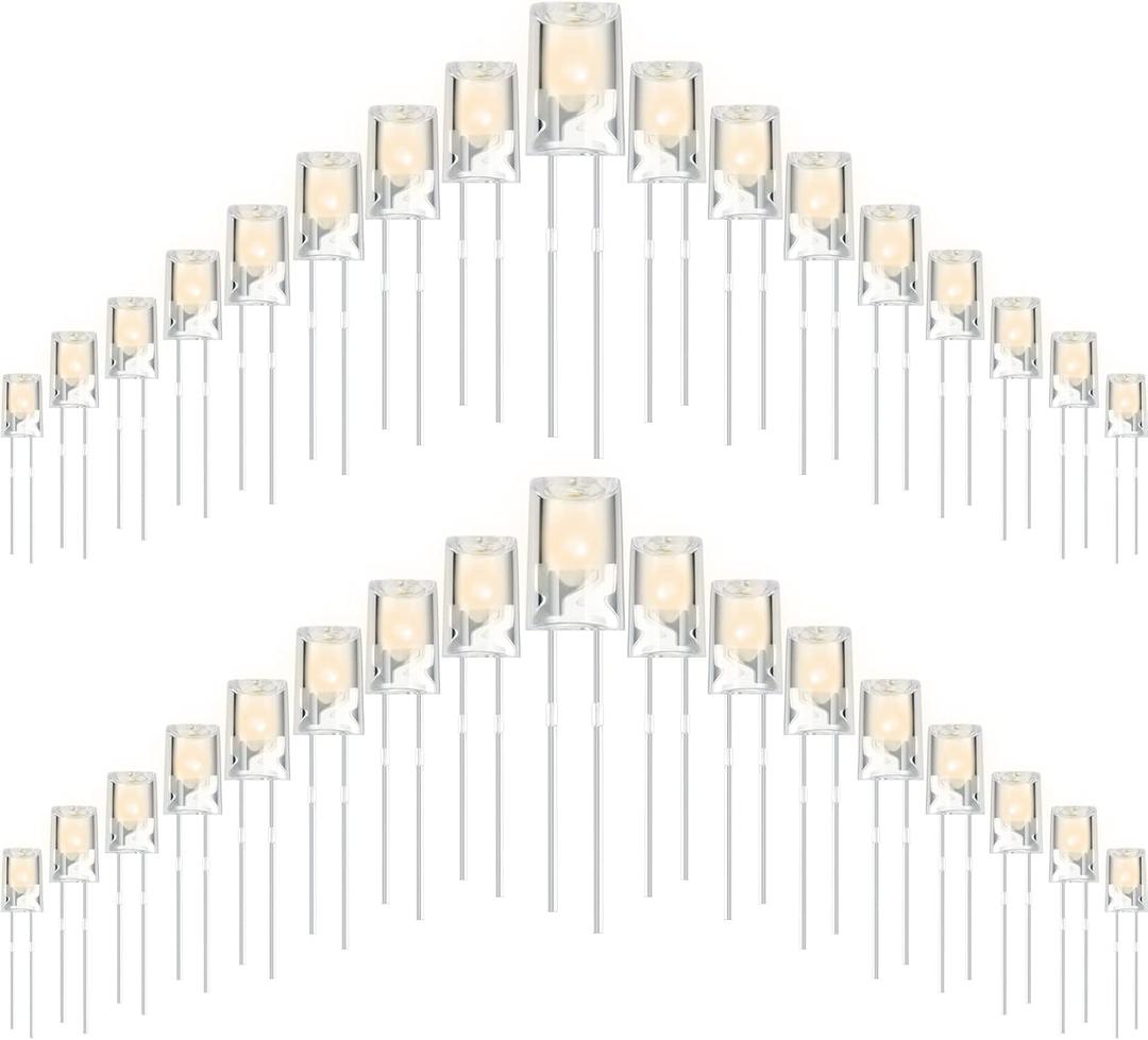 Mudder 180 Pcs LED 5mm Valentine String Lights Replacement Bulbs Energy Efficient LED Halloween Wire Light Connectable Home Decor for Christmas Festival Patio Garden Wedding Holiday (Warm White)