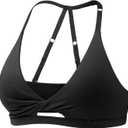 YEOREO Sports Bras for Women Open Back Workout Gym Bra Padded Medium Impact Yoga Tops with Ajustable Back Straps (Large, Black)