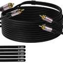 RCA Cable 15FT, 2RCA Male to 2RCA Male Stereo Audio Cable,【Oxygen-Free Copper, Hi-Fi Sound, Double Shielded】 2 RCA Car Audio Subwoofer Cord for Home Theater, HDTV, Amplifier, Hi-Fi System, Speaker