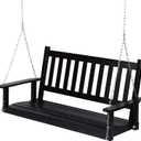 Shine Company 4216BK-142 Maine Wood Outdoor Patio Porch Swing with Chains, Classic Black