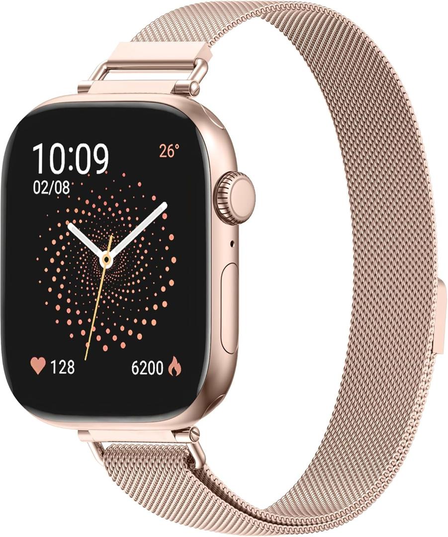 Ultra-Slim Milanese Loop Compatible with Apple Watch Band for women 42mm 41mm 40mm 38mm 46mm 45mm 44mm, 14mm Width Metal Mesh Strap with Strong Magnetic Lock, Lightweight Breathable Replacement Band for iWatch Series SE 11 10 9 8 7 6 5 4 3 2 1