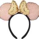 A Miaow 3D Black Mouse Sequin Ears Headband MM Glitter Butterfly Hair Clasp Park Supply Adults Women Girls Photo Accessory (Champagne and Golden) (Gold)