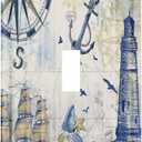 Nautical Ocean Sailboat Lighthouse Anchor 1 Gang Light Switch Covers Single Toggle Wall Plate Decorative Switchcover Electrical Switchplate for Kitchen Bathroom Bedroom Decor