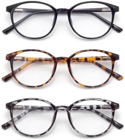 FoxMook Blue Light Blocking Glasses Round Women Men Computer Glasses Anti Eye Strain/UV/Glare Gaming Glasses