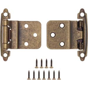 Antique Brass Inset Cabinet Door Hinges, 30 Pack (15 Pairs) 3/8" Self Closing Antique Brass Hinges for Cabinet Doors, Kitchen Cabinet Hardware Hinges
