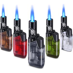5 Pack Torch Lighter Mini Refillable Butane Lighters Utility Lighter Long Wand Pocket Lighter Windproof Gas Lighter Jet Flame Multi-Purpose for Candle Camping BBQ Grill(No Fuel) Assorted Colors
