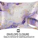 Bardic Gold Purple Giltter Marble Satin Pillowcase for Hair and Skin Silk Washable Pillowcase, Pillow Cases Cooling Satin Pillow Covers with Envelope Closur-20 * 30in, Queen