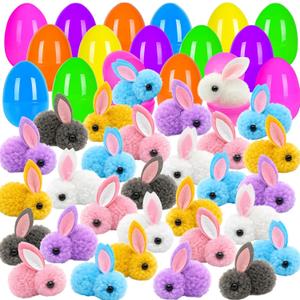 24 Pack Easter Egg Fillers Plush Bunny Toys, Easter Eggs Hunts Filling Easter Basket Stuffers Squeeze Stress Relief Toys for Kids Toddler Teens Boys Girls