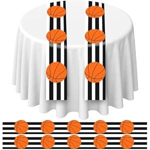 Mindsoft 6 Pcs Basketball Party Table Runner 60 x 6 Inch Sports Tablecloth Runner Field Tablecloth Striped Basketball Table Runner for Sports Party Dining Room
