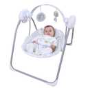 Baby Swing for Infant,Newborn Swing with Music,5 Speed Levels,Timing Setting,Soft Cushion,Foldable Infant Swing with with Hanging Planets Toy & Mirror for Indoor Outdoor Use 0-9 Months