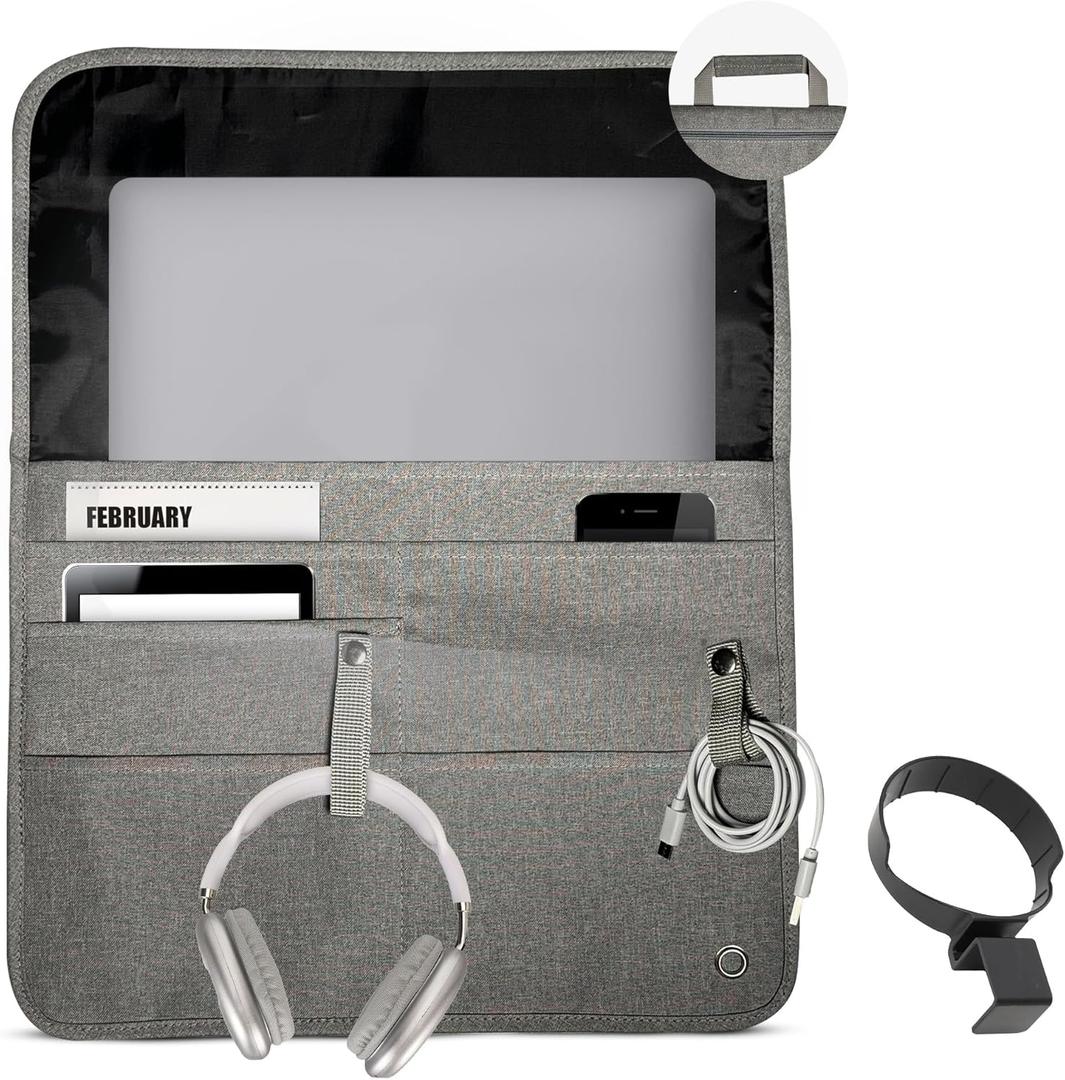 UPGRADED, Free Airplane Drink & Phone Holder, In-Flight Seat Back Organizer Bag, Airplane Travel Essentials, Toddler Airplane Travel Essentials, Commuter Essential Travel Bag