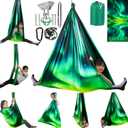 Double Layer Sensory Swing for Kids & Adults Holds up to 300lbs Indoor and Outdoor Therapy Cuddle Swing with 360 Swivel Hanger Kit Adjustable Swing with Aspergers Autism ADHD (Aurora Green)